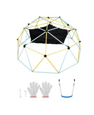 Climbing Dome, for Kids 3 to 10 Years Old,10FT Geometric Dome Climber with Hammock and Swing, Jungle Gym Supports 750LBS