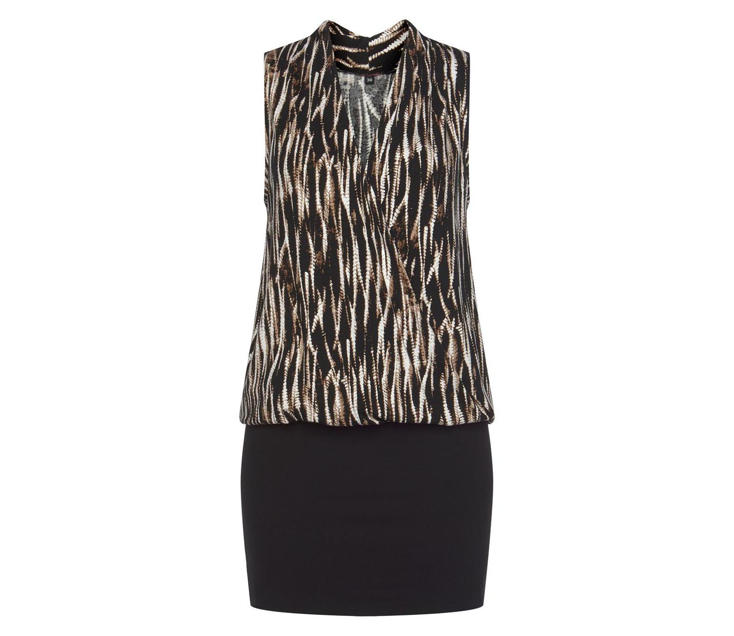 Women's Viscose Printed 2-In-1 Wrap Surplice-Neck Short Dress