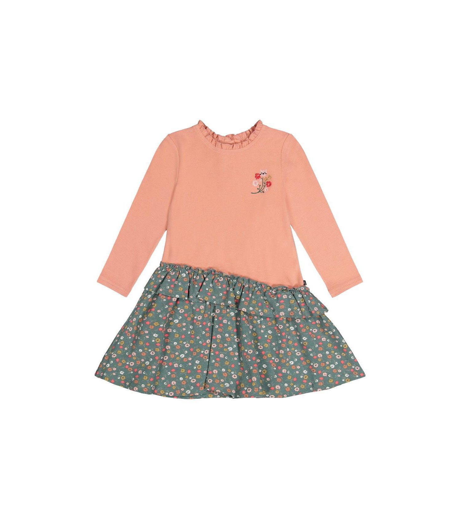 12M–24M Baby Girl Bi-Material Floral Print Dress