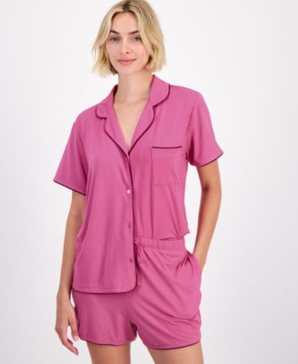 Women's 2-Piece Short-Sleeve Notched-Collar Pajama Set XS-3X