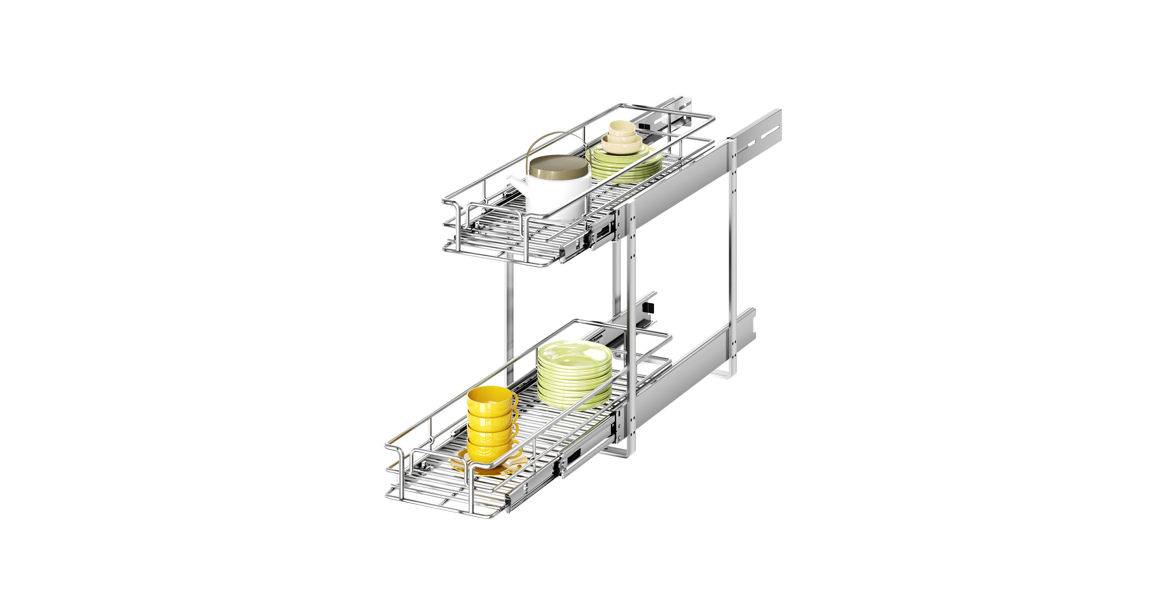 Lovmor 2 Tier Individual Pull Out Cabinet Organizer Slide Kitchen Storage Sliding Shelves