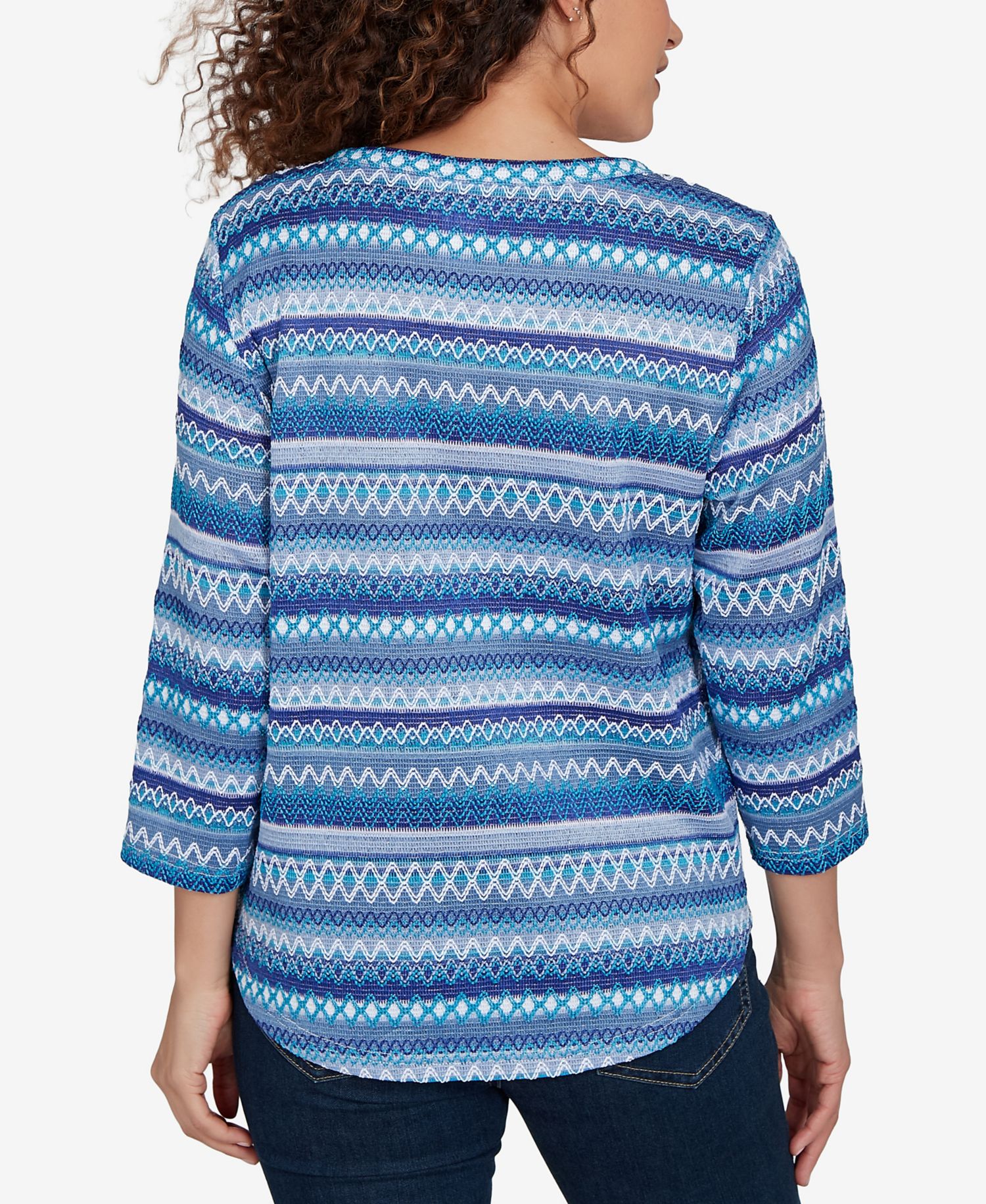 Women's Classic Textured Stripe Knit Top With Necklace