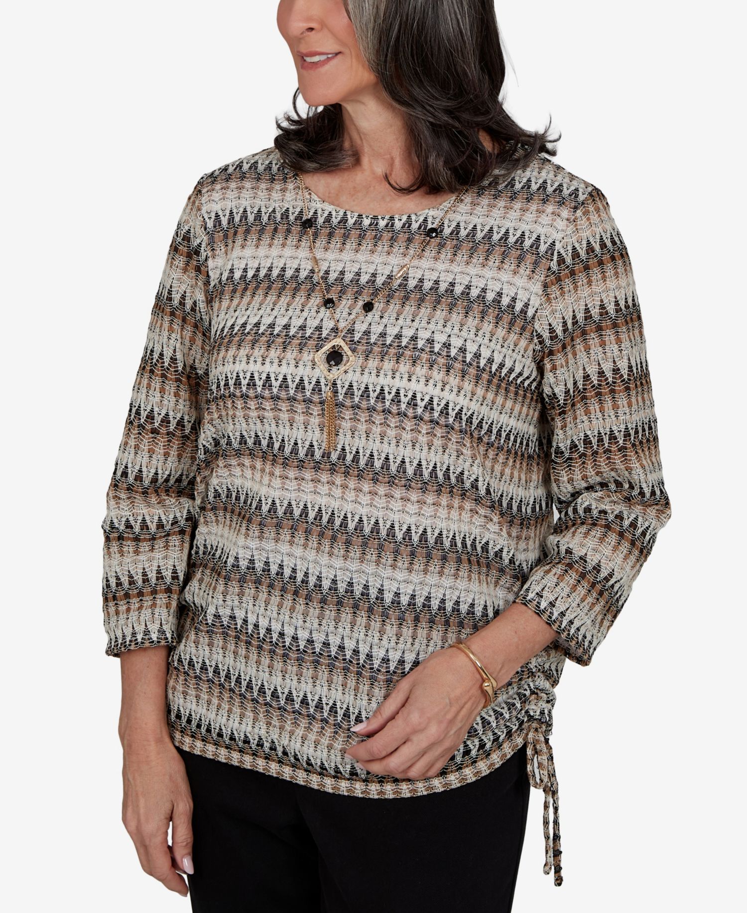 Women's Travel Advisory Biadere Textured Top With Necklace