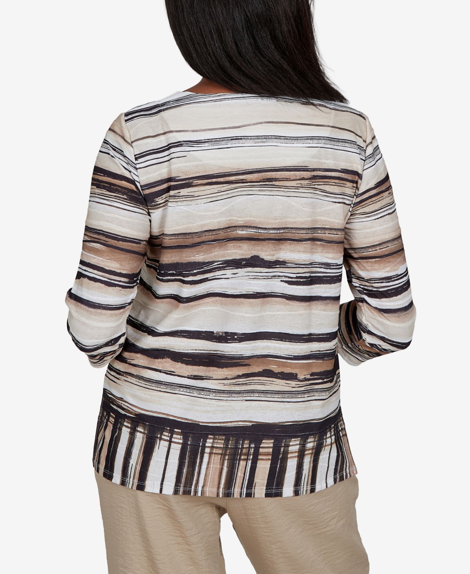 Women's Travel Advisory Scratched Stripes Knit Top