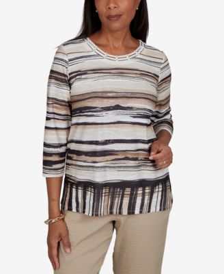 Women's Travel Advisory Scratched Stripes Knit Top