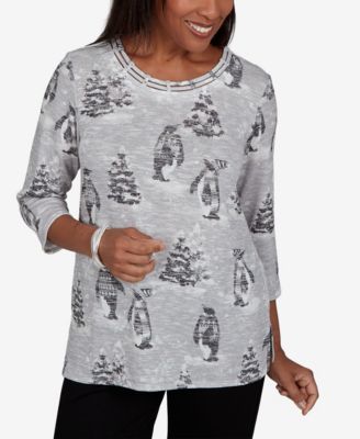 Women's Classic Penguins And Trees Knit Top