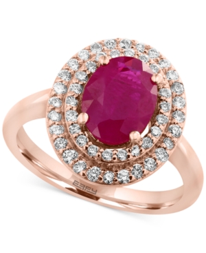 image of Amore by Effy Certified Ruby (1-9/10 ct. t.w.) and Diamond (3/8 ct. t.w.) Ring in 14k Rose Gold, Created for Macy-s