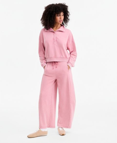 Женские брюки And Now This Petite French Terry High-Rise Drawstring, цвет: Camelia Kiss