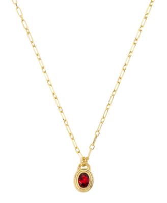 Crystal 14k Gold-Plated Birthstone Pendant Necklace