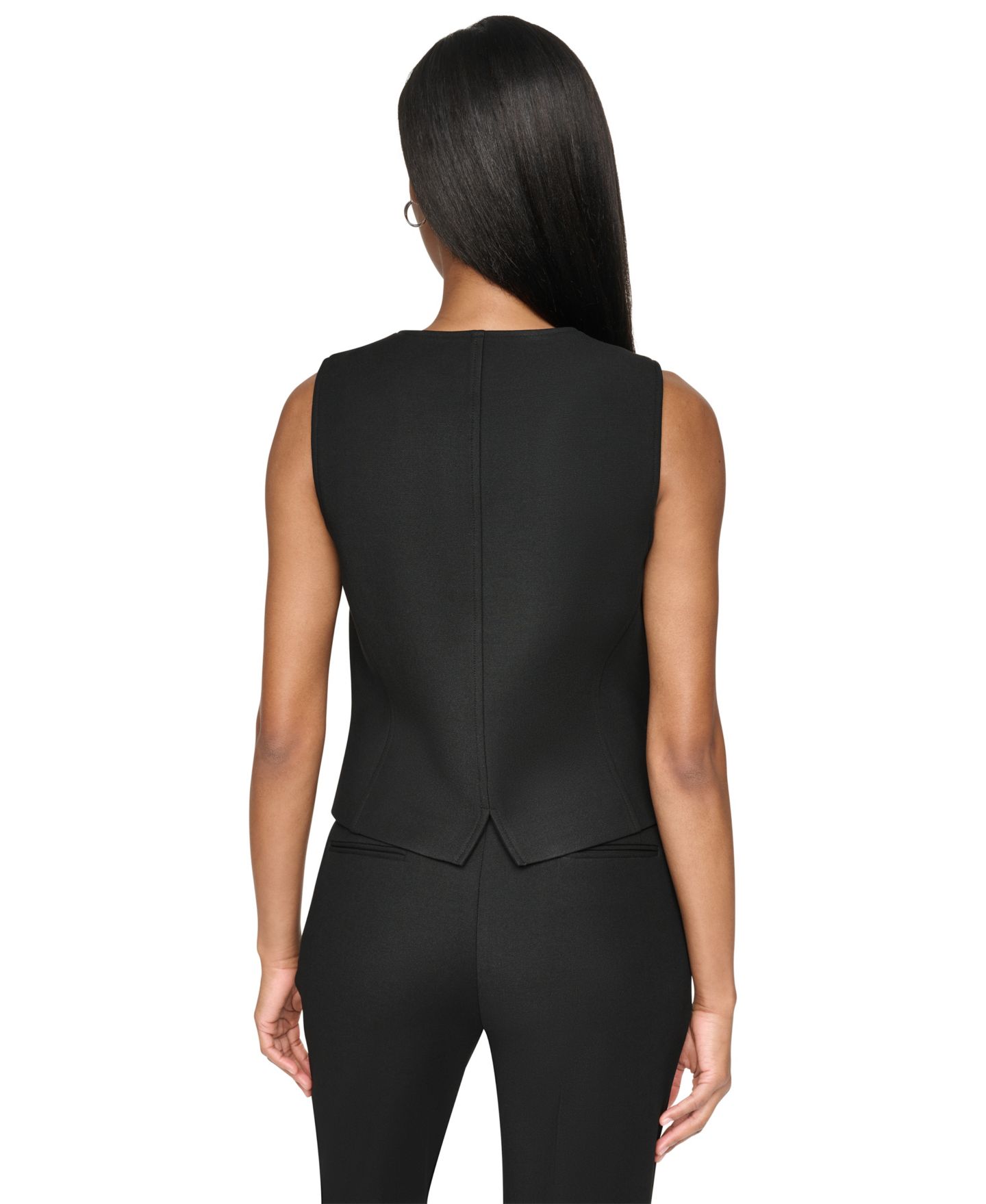 Женский жилет DKNY Double Weave V-Neck Fitted Vest, цвет: Чёрный — фото 6