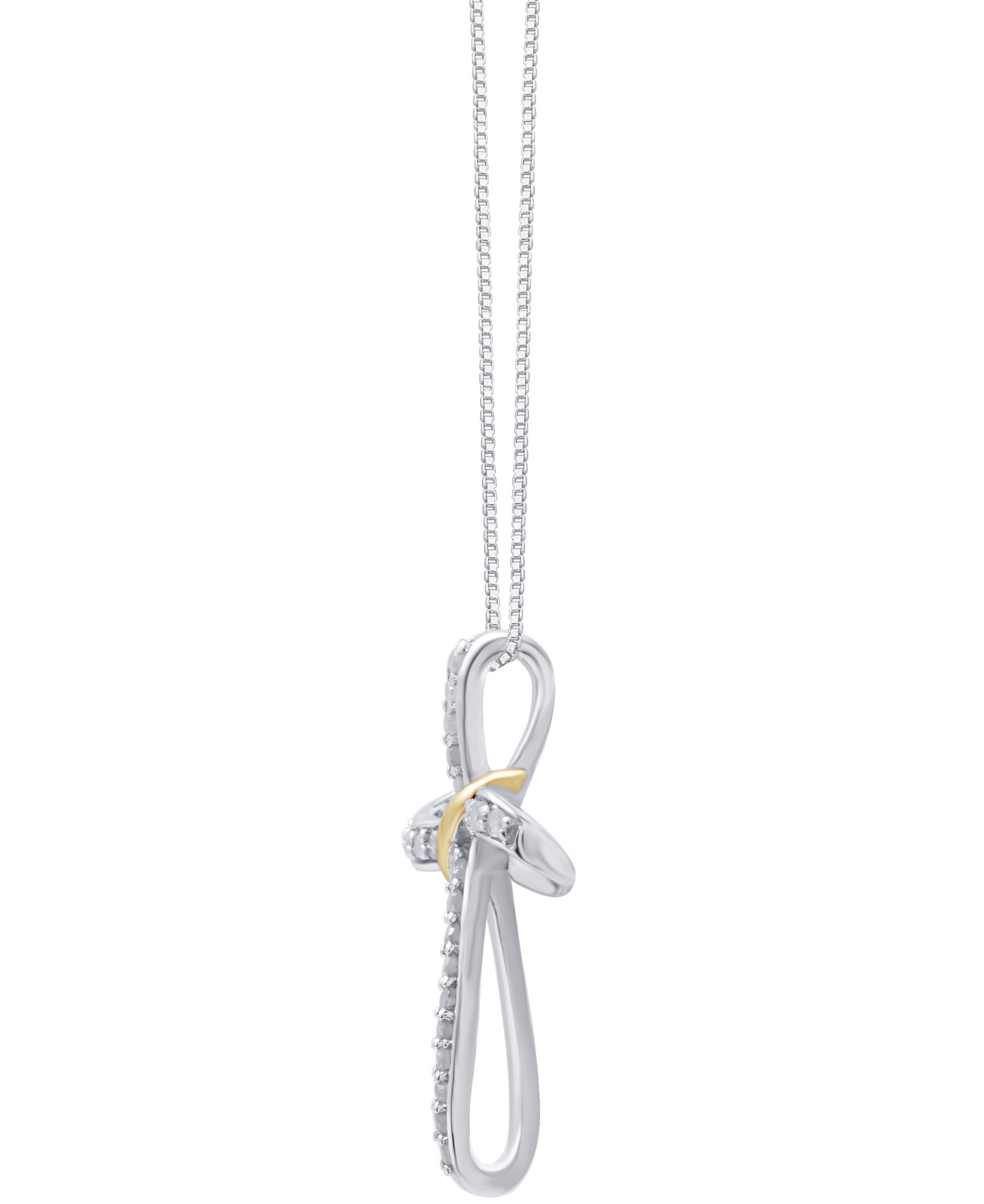 Diamond Cross 18" Pendant Necklace (1/4 ct. t.w.) in Sterling Silver & 14k Gold-Plate