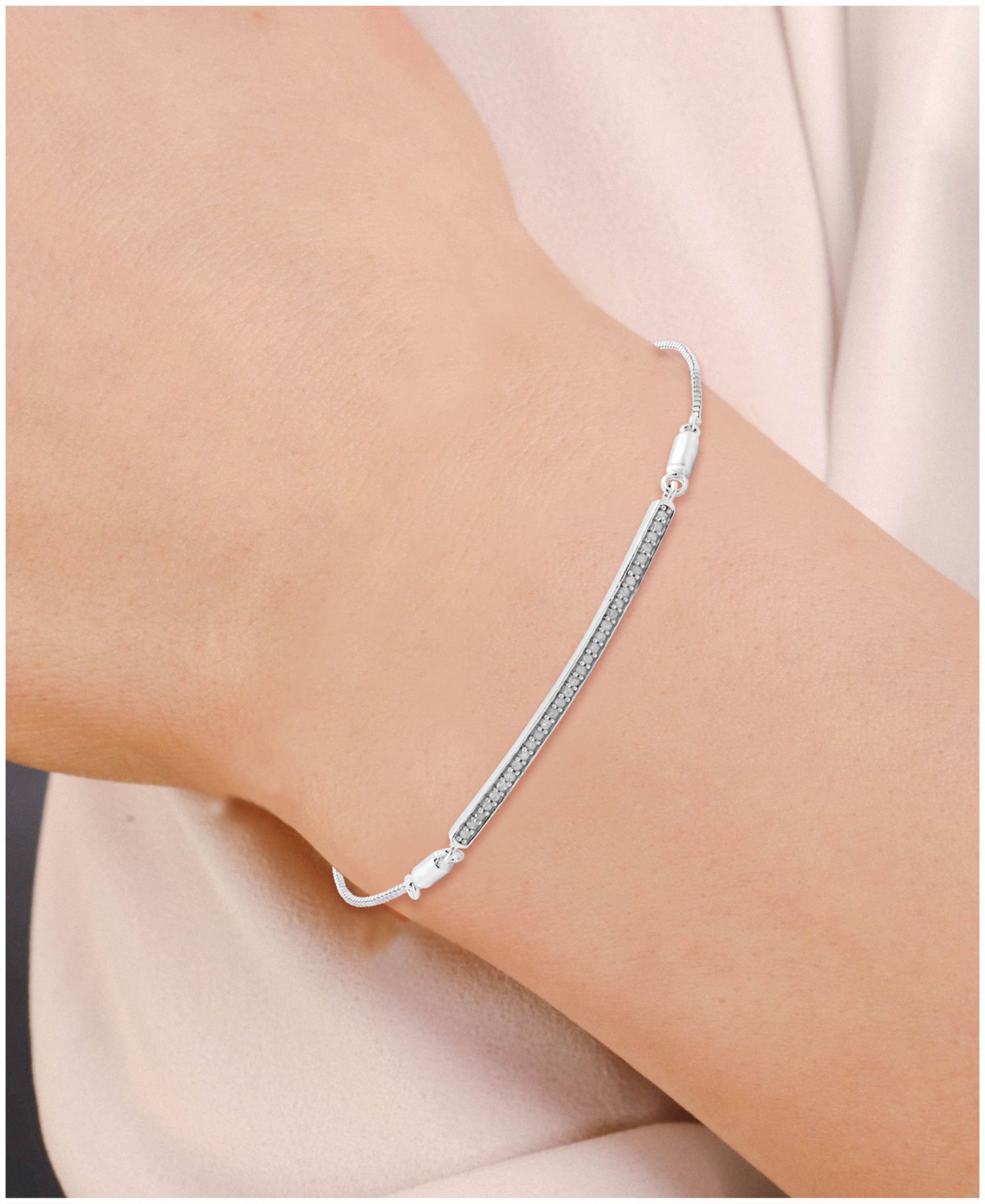 Diamond Bar Bolo Bracelet (1/6 ct. t.w.) in Sterling Silver