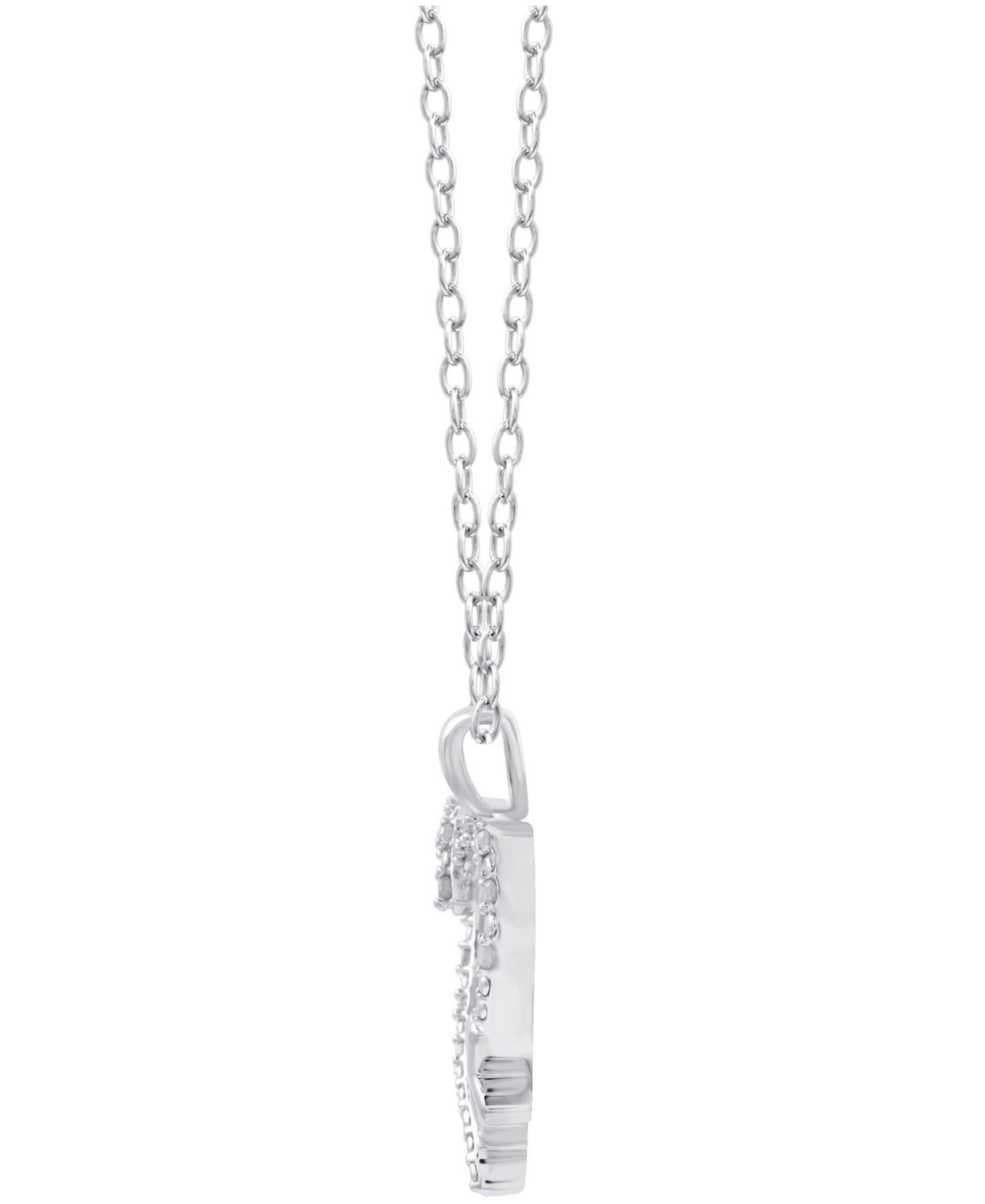 Diamond Heart & Cross 18" Pendant Necklace (1/10 ct. t.w.) in Sterling Silver or Sterling Silver & 14k Gold-Plate