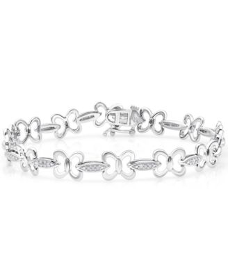 Diamond Butterfly Link Bracelet (1/6 ct. t.w.) in Sterling Silver