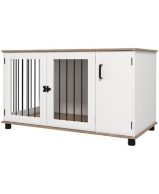 Large Dog Crate Furniture End Table with Side Cabinet Storage