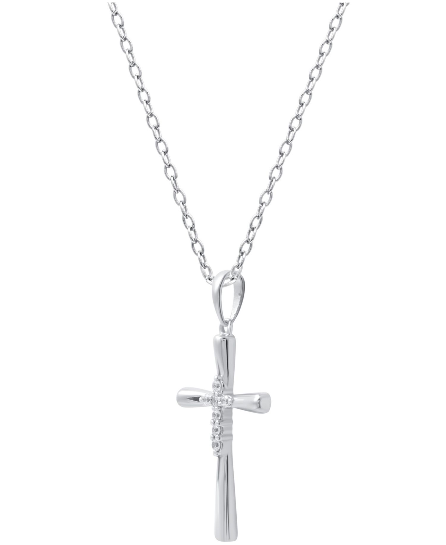 Diamond Cross 18" Cross Pendant Necklace (1/10 ct. t.w.) in Sterling Silver