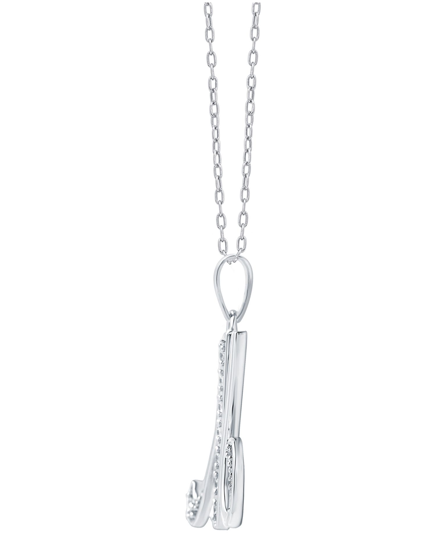 Diamond M Initial 18" Pendant Necklace (1/10 ct. t.w.) in Sterling Silver