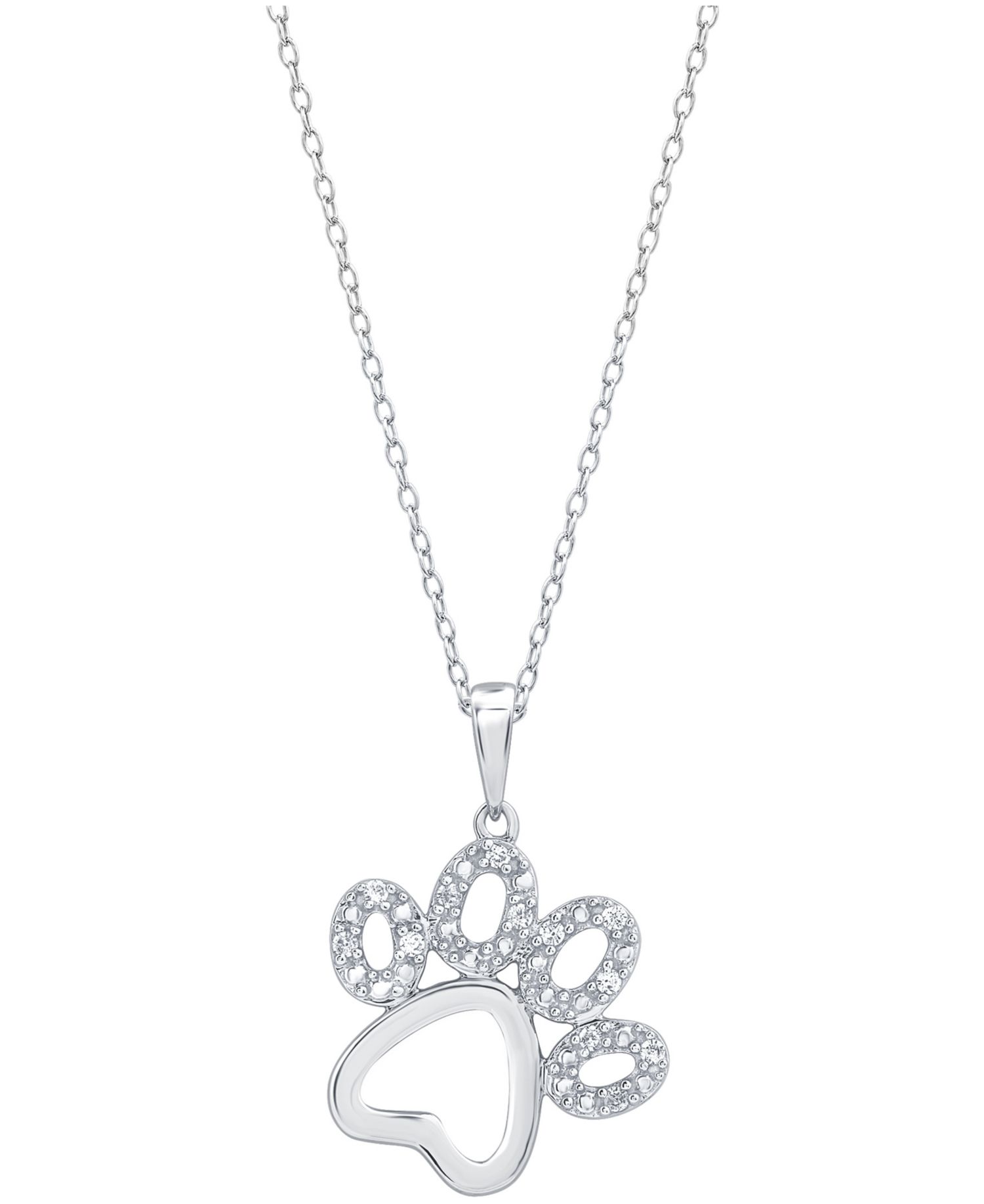 Diamond Pawprint Pendant Necklace (1/10 ct. t.w.) in Sterling Silver