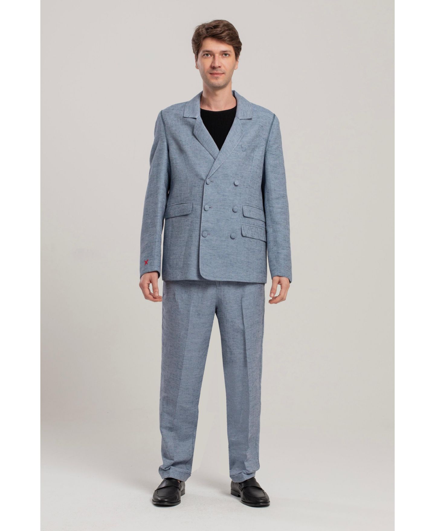 Мужской пиджак PCFG Free Heaven Linen Oversized Blazer, цвет: Синий — фото 7