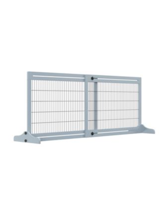 Extra Wide Adjustable Freestanding Wooden Pet Gate Indoor Dog Barrier