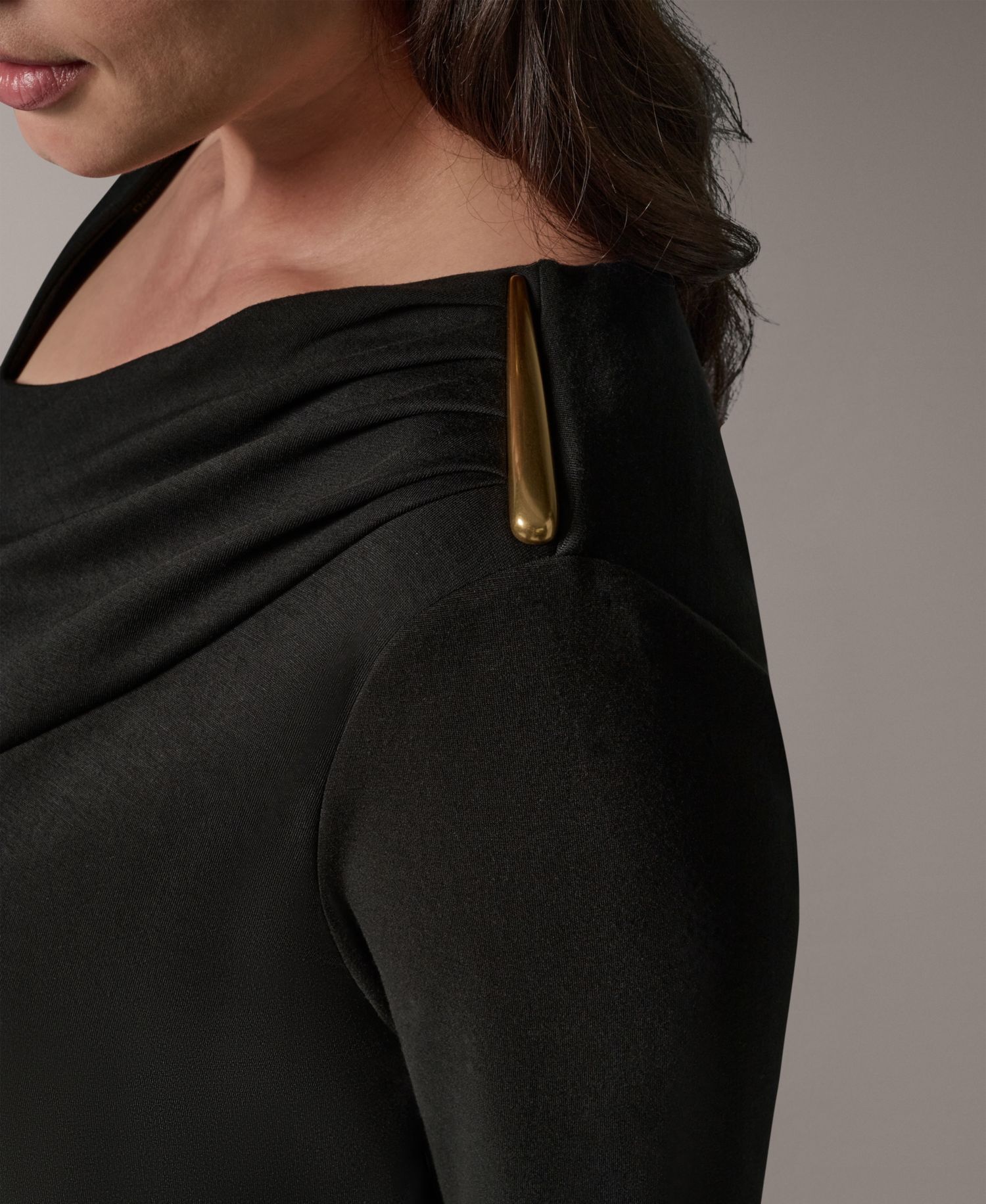 Petite Long-Sleeve Asymmetrical Neck Sheath Dress