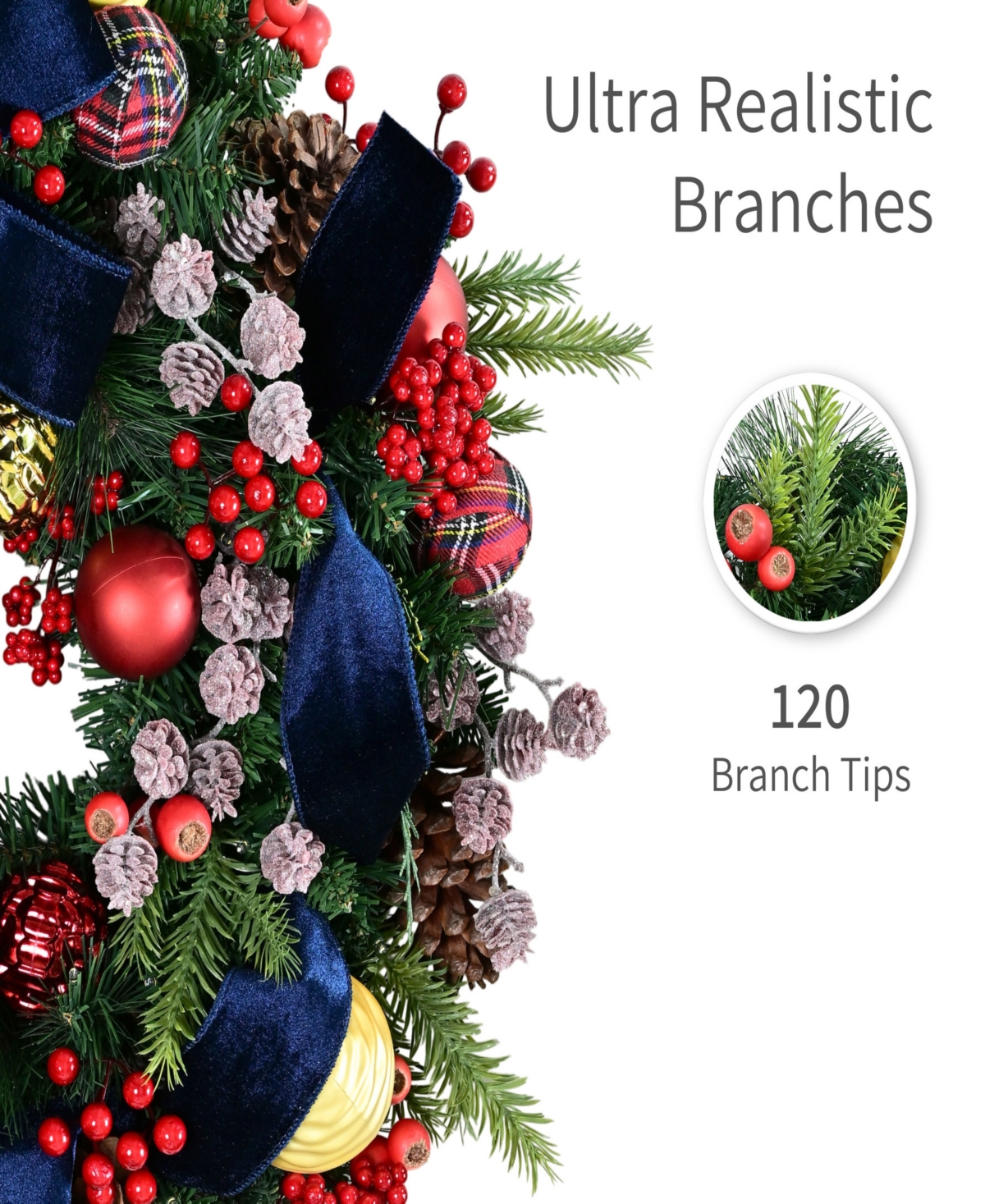 Puleo International 26" Pre-Lit Artificial Christmas Wreath