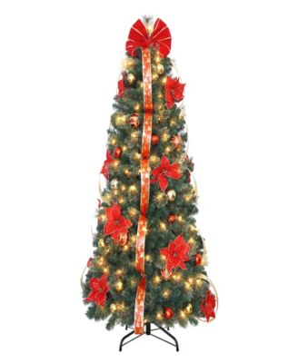 6" Pre-Lit Artificial Pop-Up Adorned Christmas Tree