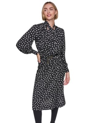 Women's V-Neck Long-Sleeve Bow Wrap Dress