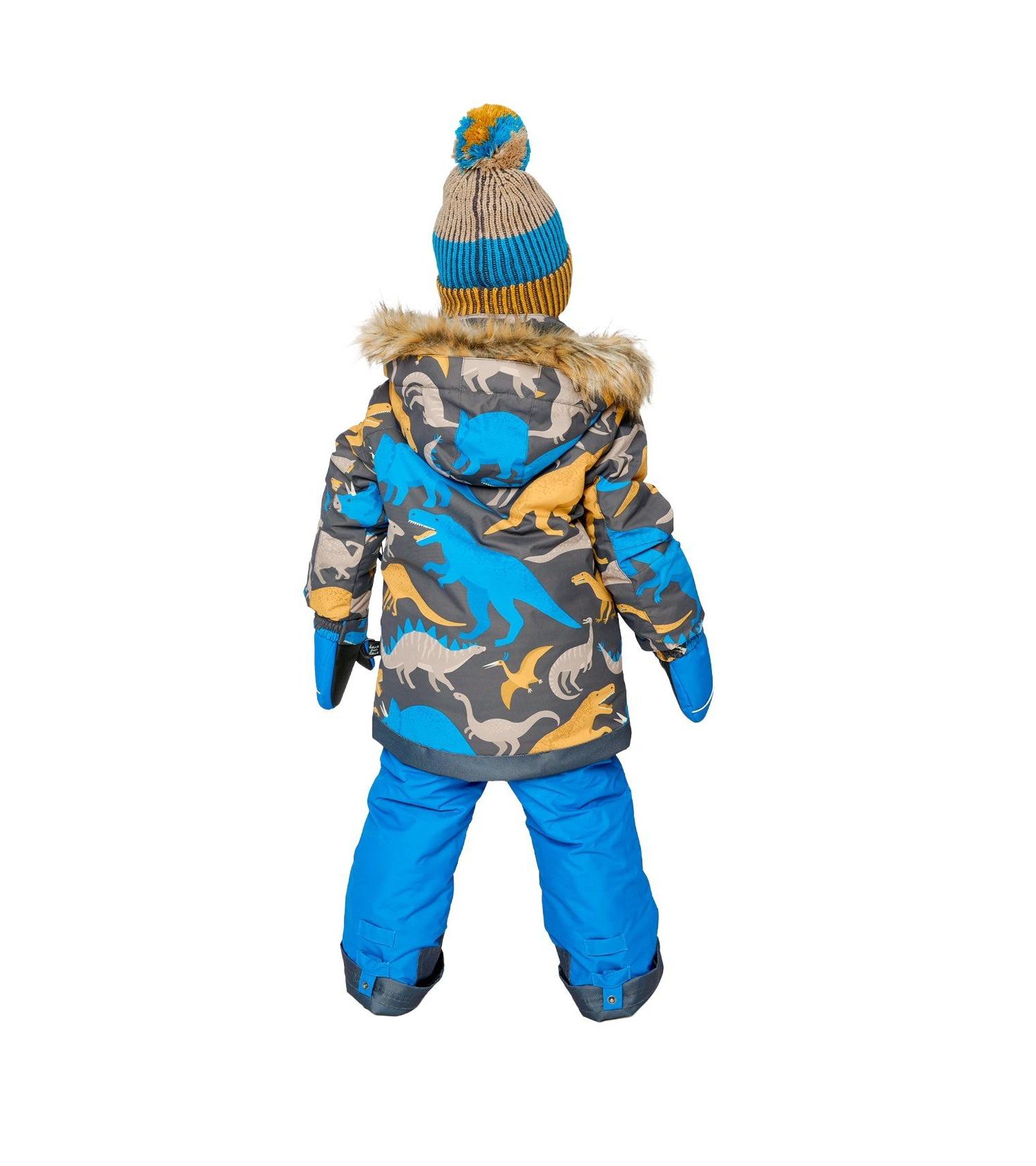 Little and Big Boy Two Piece Play Snowsuit Dinosaur Print with Pants