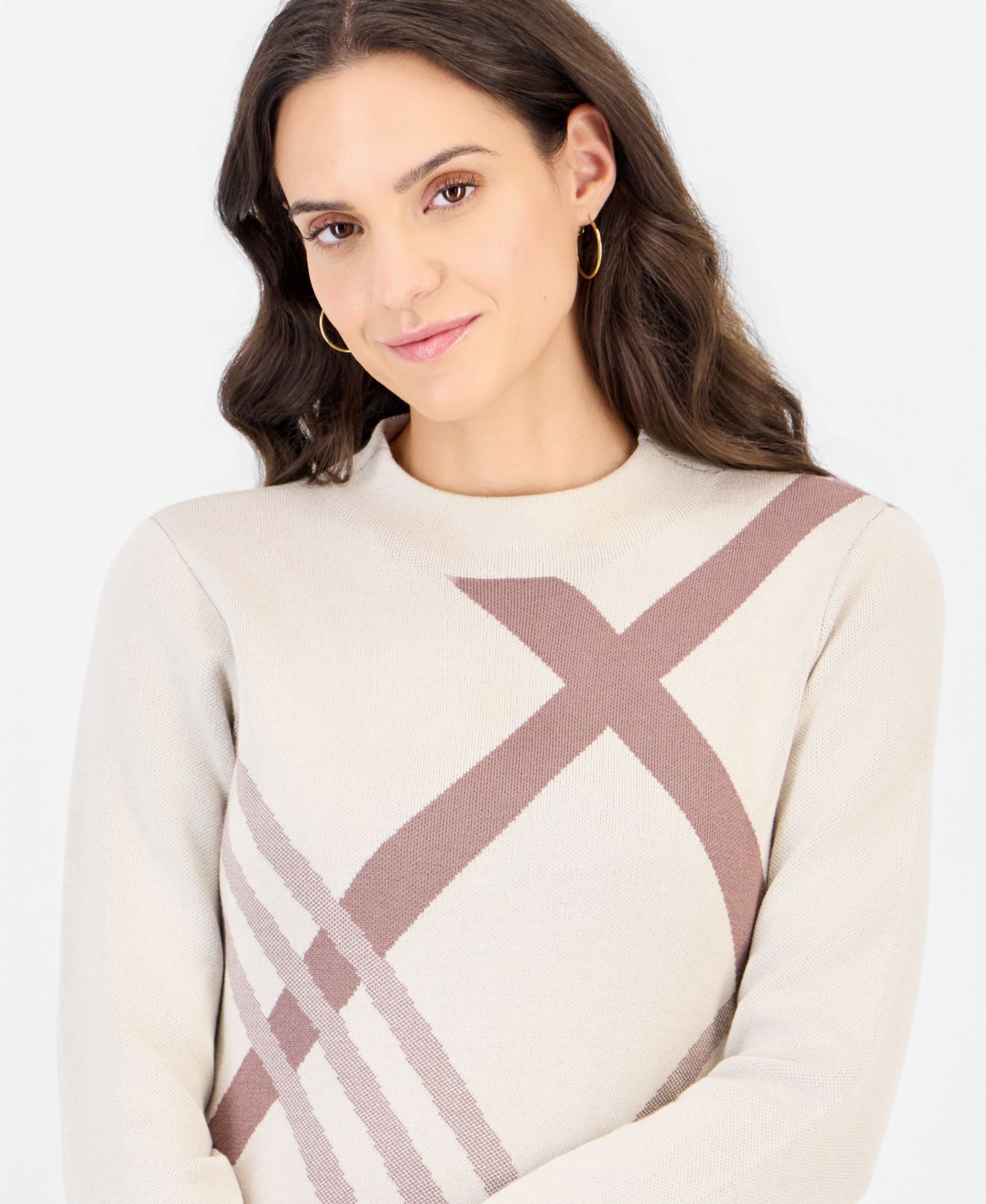 Plus Mock Neck Long-Sleeve Midi Dress