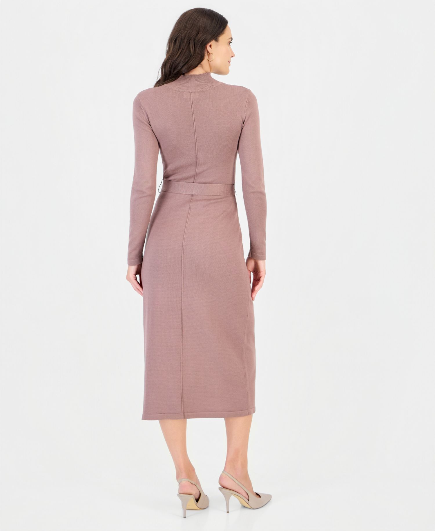 Women's Mock Neck Long-Sleeve Sweater Dress