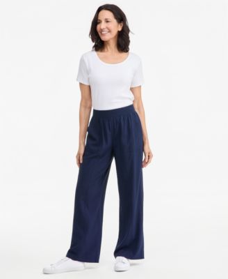 Women's High-Rise Pull-On Wide-Leg Drapey Pants