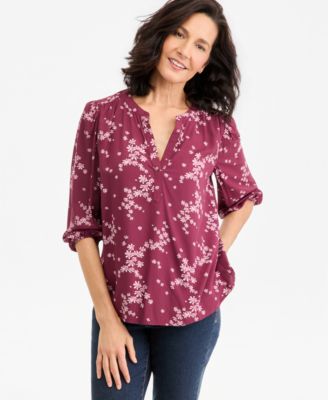 Women's Printed Volume 3/4-Sleeve Blouse