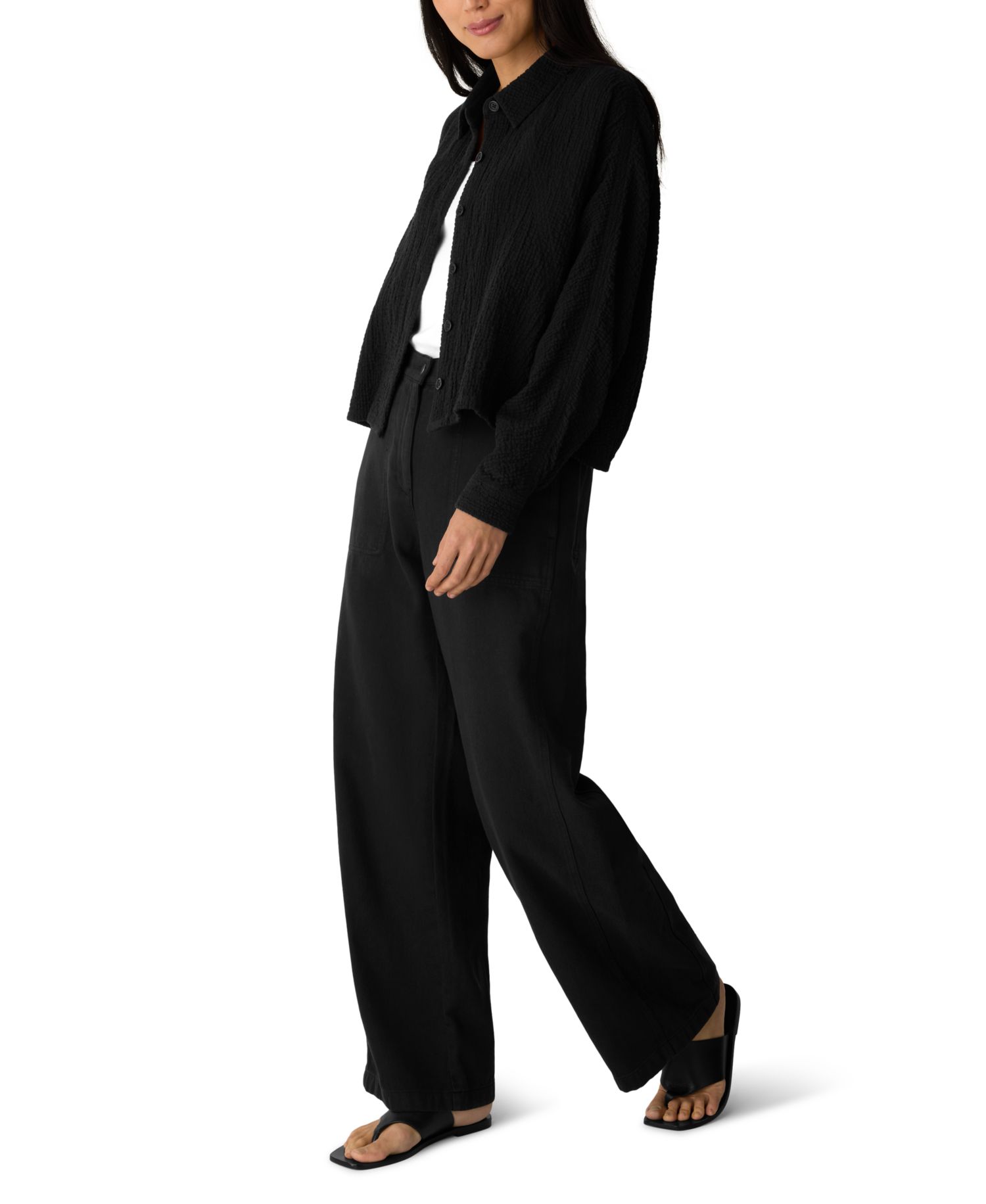 Women's Doubleweave Collared Neck Cotton-Blend Jacket