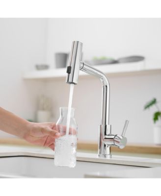 360degree(s) Rotation Pull-Down Kitchen Faucet with 3 Spray Modes -Chrome /Stainless Steel High-Arc Sink Faucet