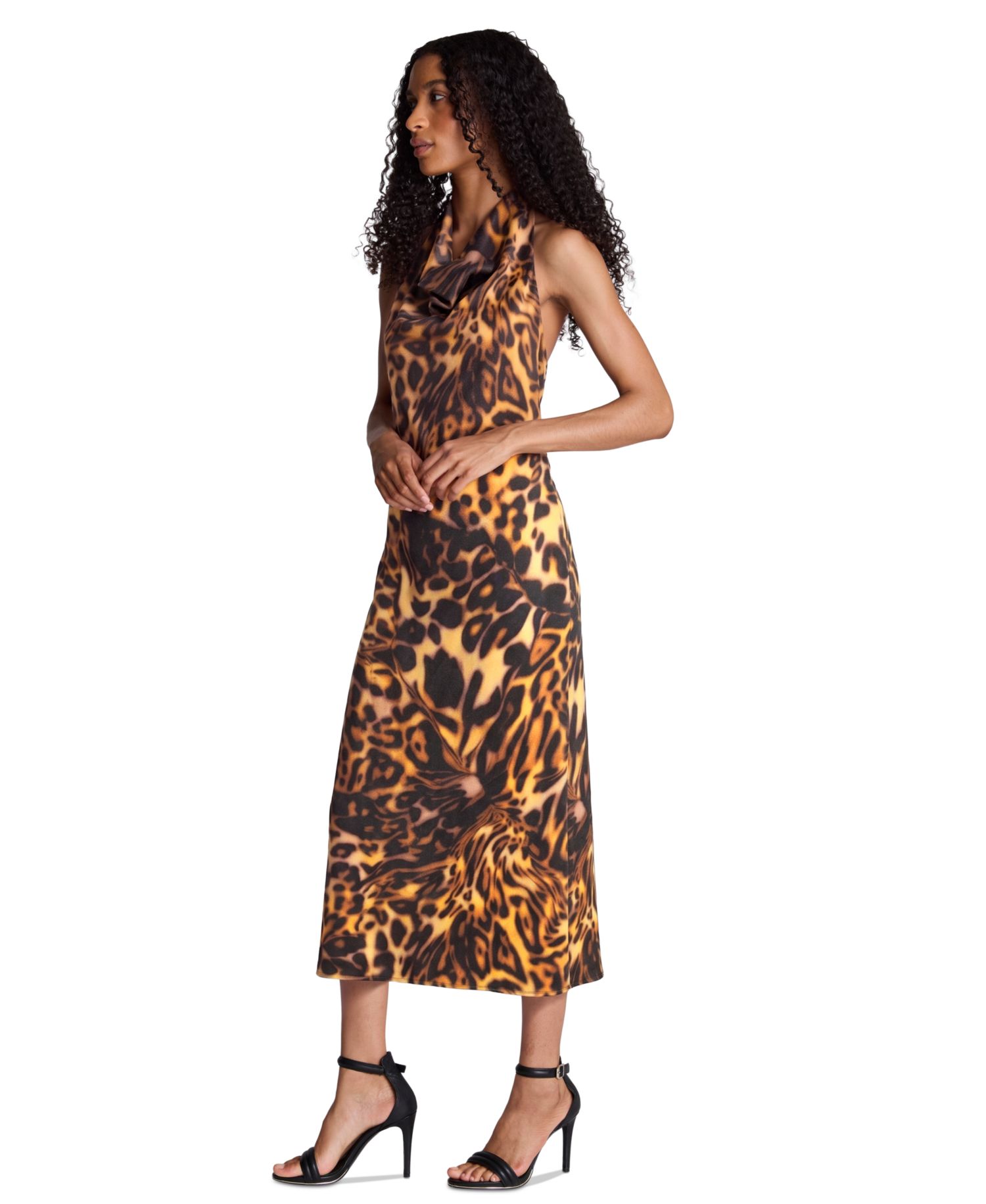 Women's Leopard-Print Halter Midi Dress