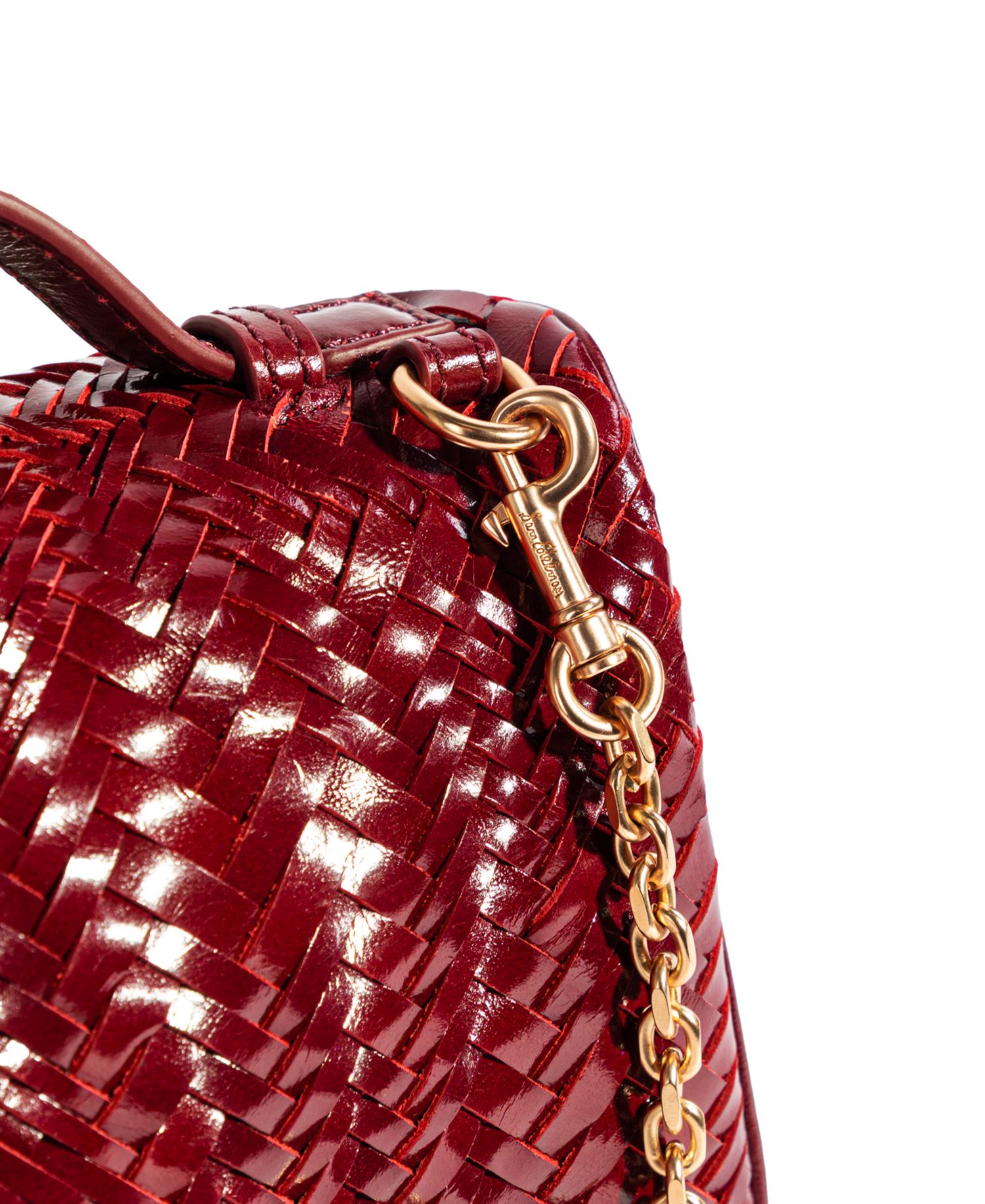 Charli Woven Leather Small Top Handle Crossbody Handbag