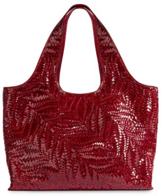 Charli Woven Extra-Large Leather Tote Handbag