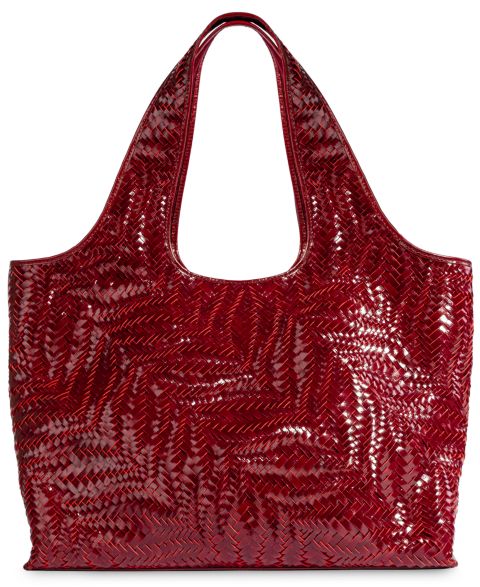 Женская сумка Sam Edelman Charli Woven Large Woven Leather Tote Handbag, цвет: Вишнёвый