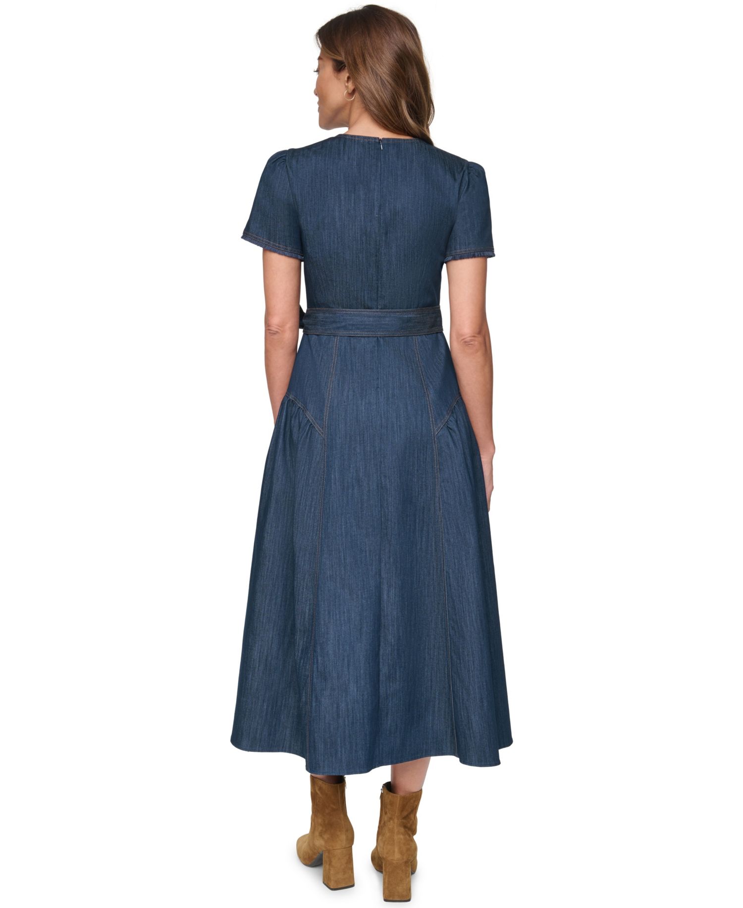 Women's Crewneck Fringe-Trim Midi Dress
