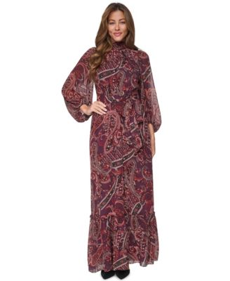 Women's Mock Neck Tiered Maxi Dress