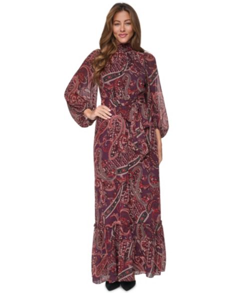 Женское платье Eliza J Mock Neck Tiered Maxi, цвет: Красный