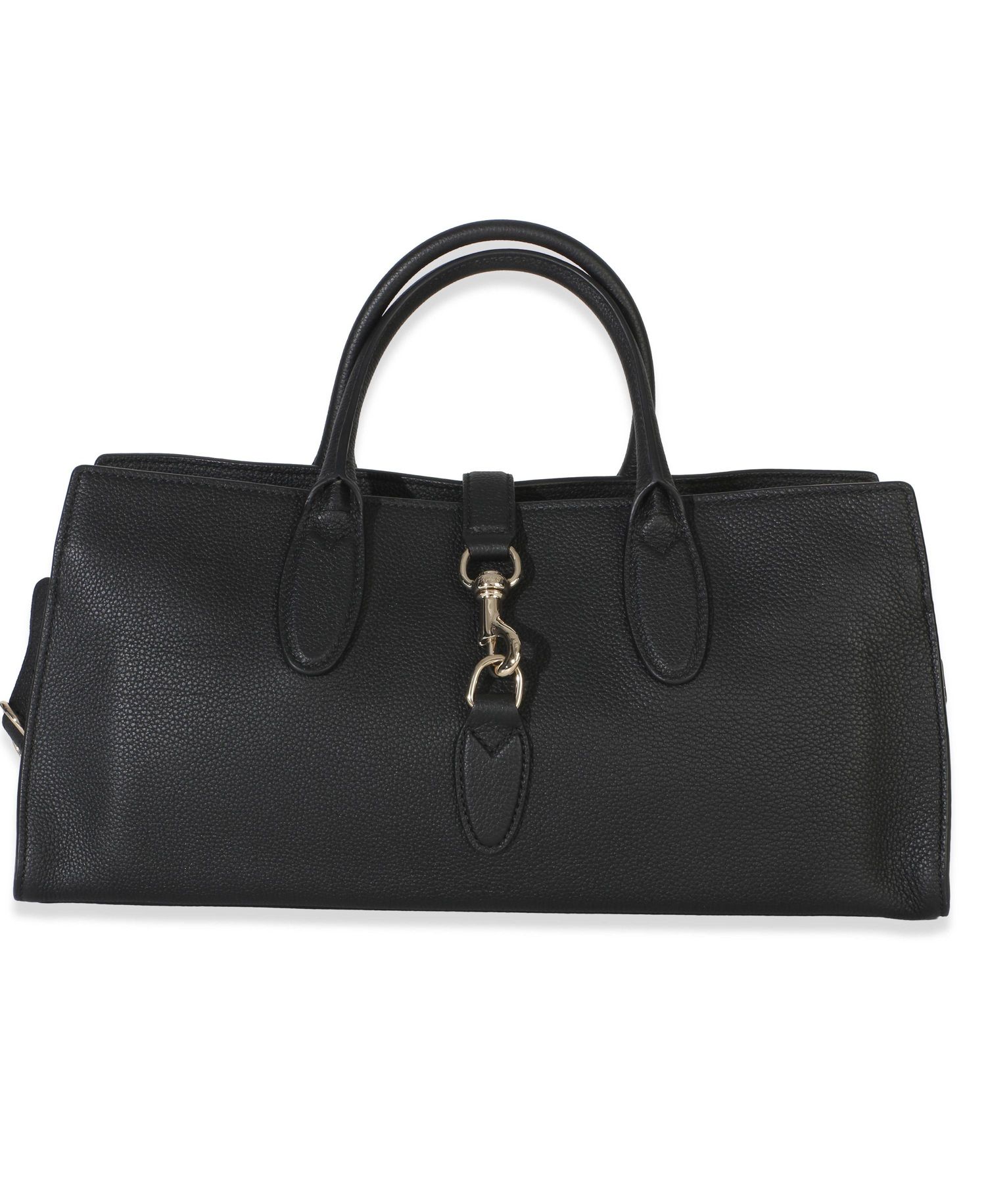 Black Pebbled Calfskin Medium Jackie Tote Bag