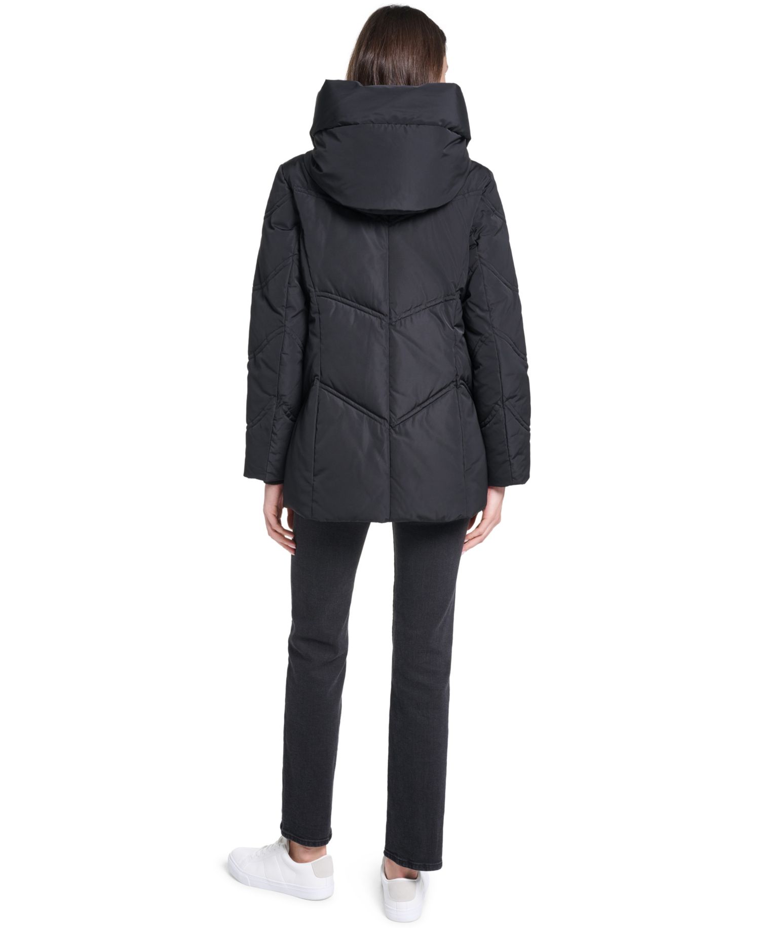 Women's Hooded Chevron-Quilted Puffer Jacket