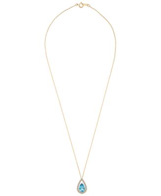 Blue Topaz (1.50 ct. t.w.) & Diamond (1/4 ct. t.w.) Pendant Necklace in 14k Yellow Gold