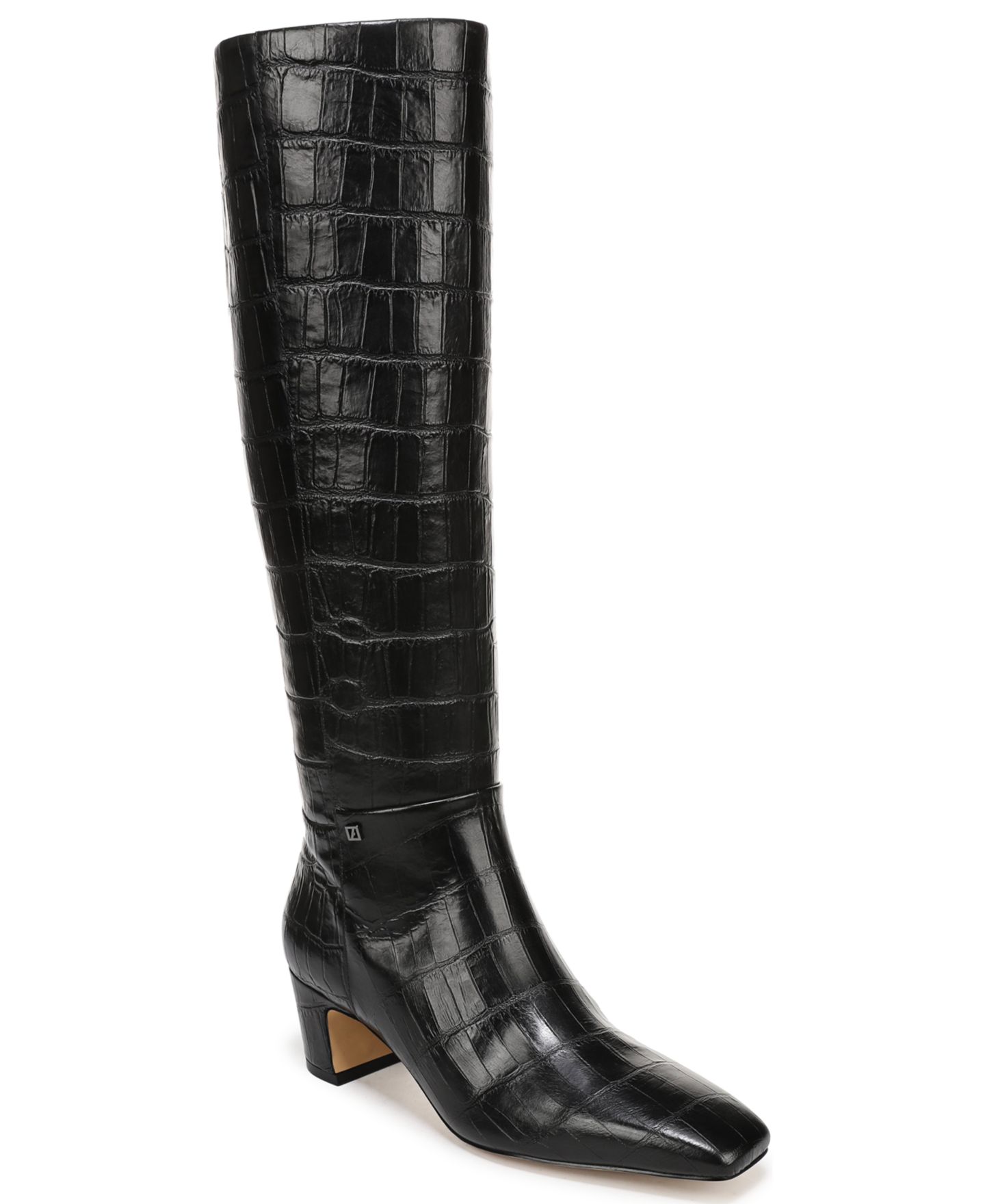 Женские ботинки Franco Sarto Flexa Shara Square Toe Dress Boots, цвет: Чёрный с принтом кожаный — фото 1