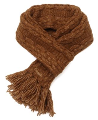 Chain Cable Knit Fringe Scarf