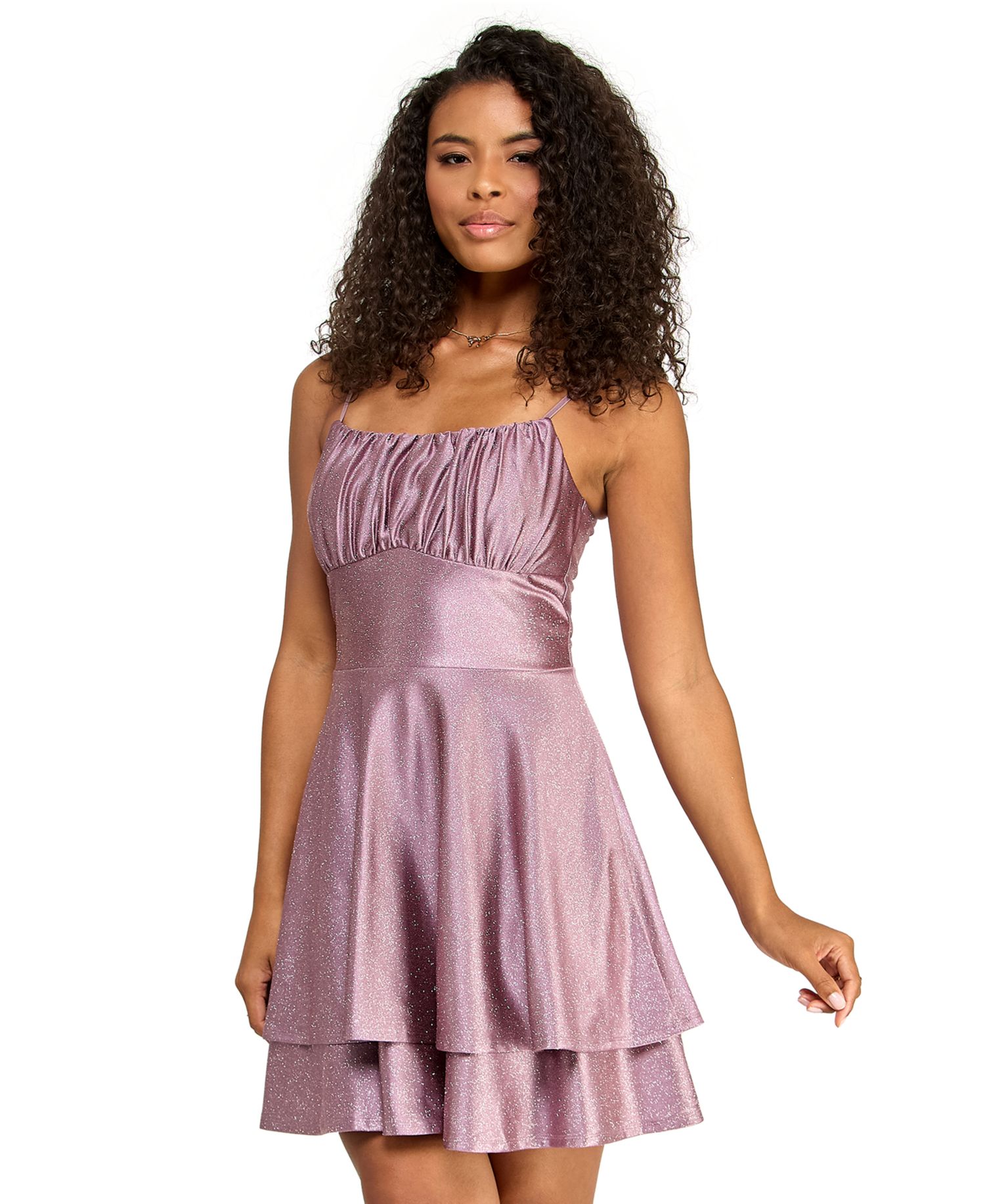 Juniors' Glitter-Knit Fit & Flare Dress