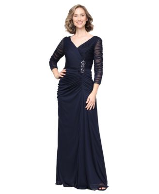 Women's Embellished V-Neck Mesh Gown