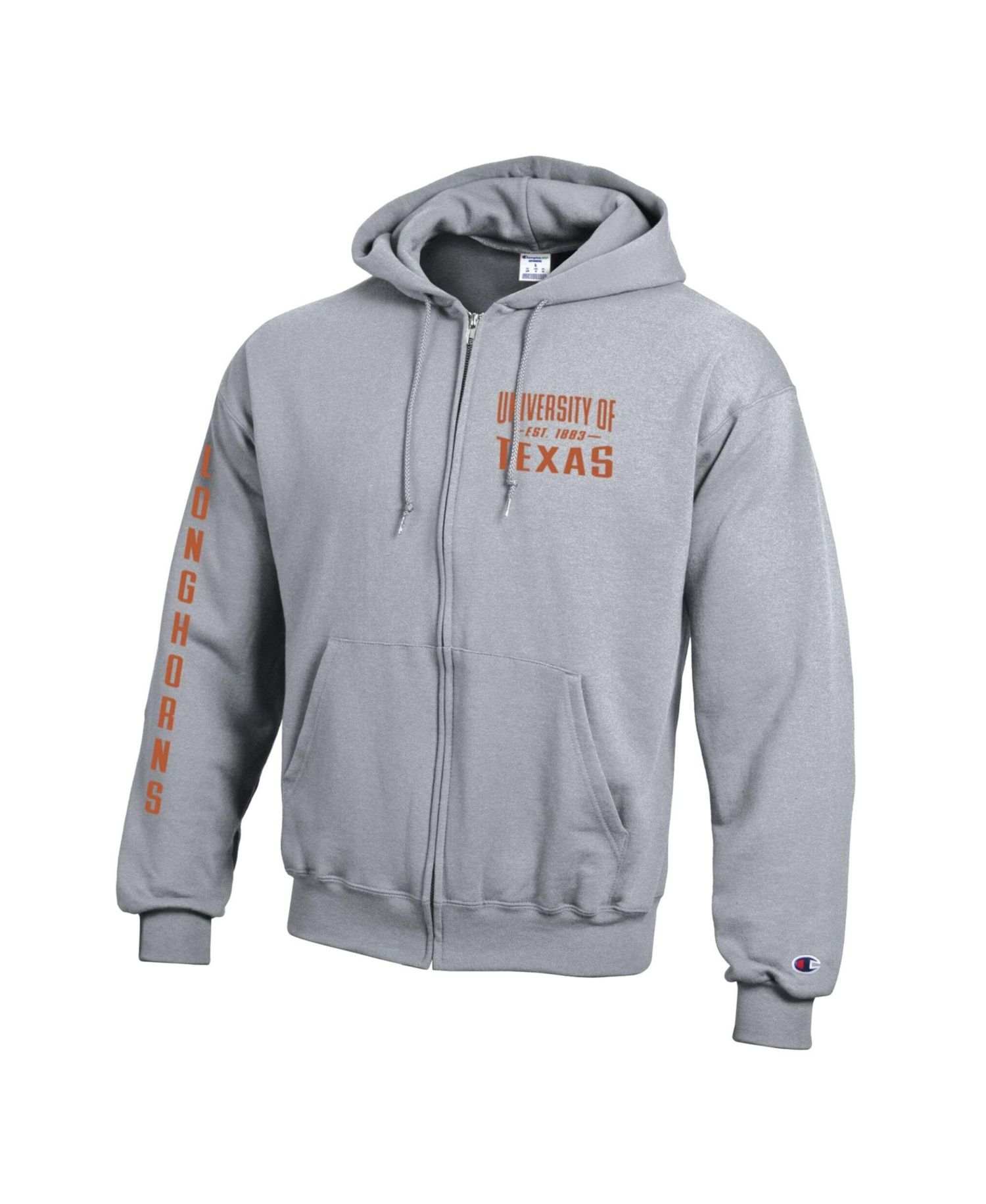 Men's Gray Texas Longhorns Varsity Power blend Full-Zip Fleece Hoodie